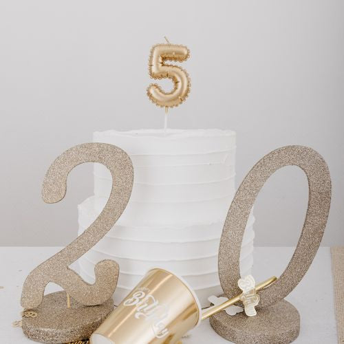 Bougie Chiffre Effet Ballon - Or (8cm)