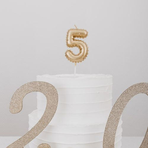 Bougie Chiffre Effet Ballon - Or (8cm)