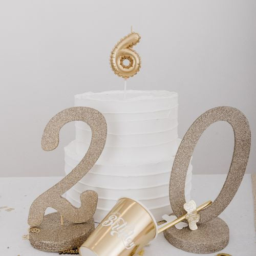 Bougie Chiffre Effet Ballon - Or (8cm)