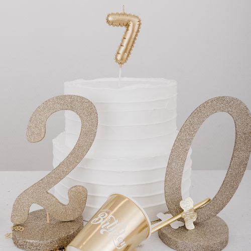 Bougie Chiffre Effet Ballon - Or (8cm)