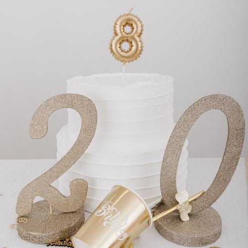 Bougie Chiffre Effet Ballon - Or (8cm)