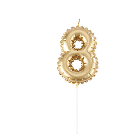 Bougie Chiffre Effet Ballon - Or (8cm)