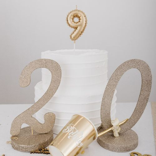 Bougie Chiffre Effet Ballon - Or (8cm)