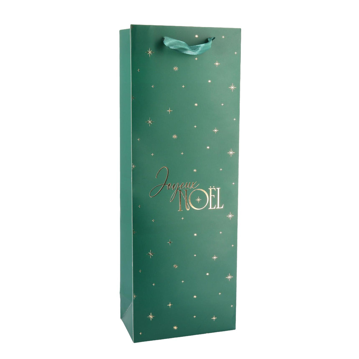Sac pour bouteille "Joyeux Noël" - Vert et Or