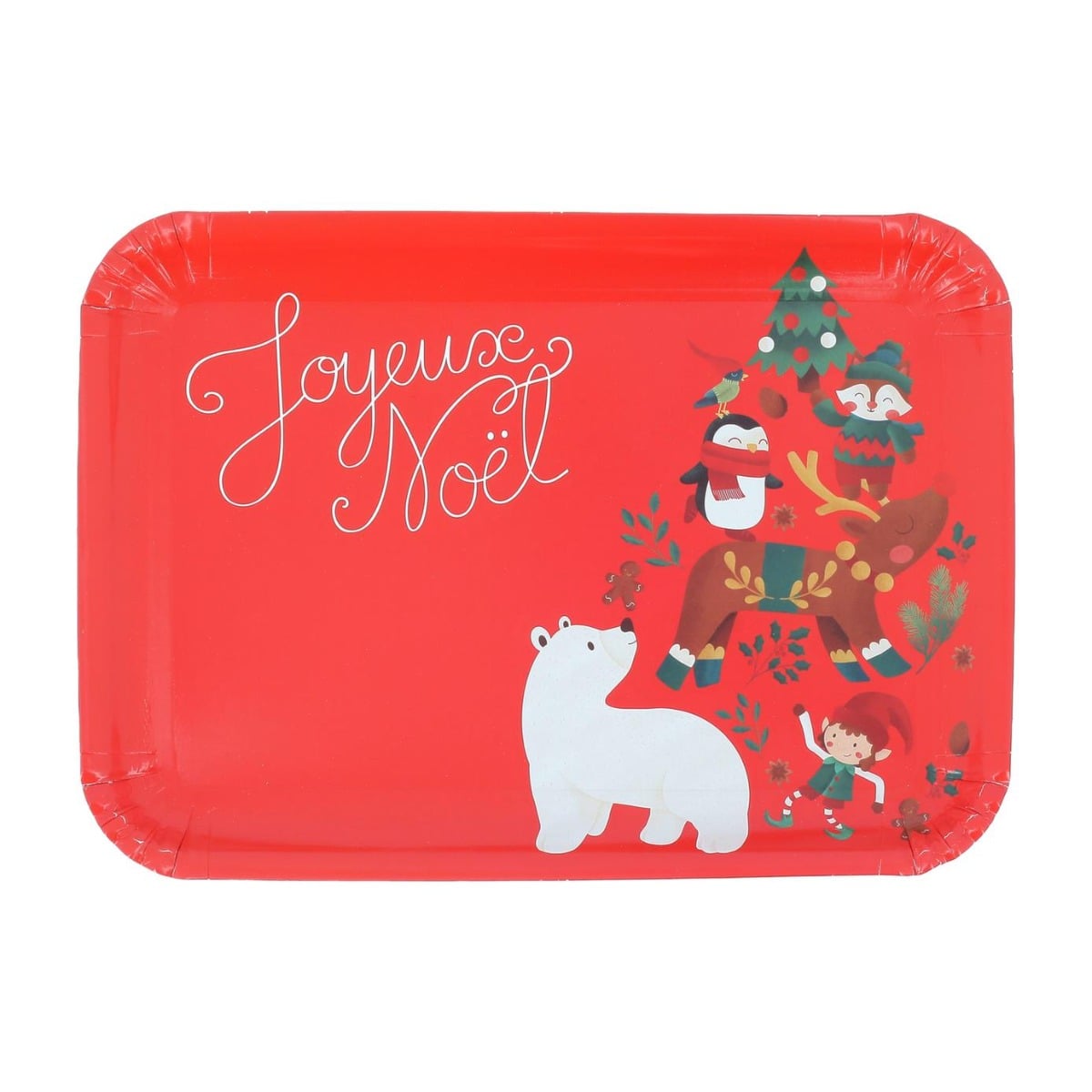 Plateau en carton - "Joyeux Noël" Rouge