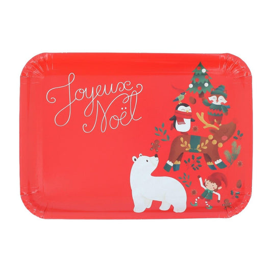 Plateau en carton - "Joyeux Noël" Rouge