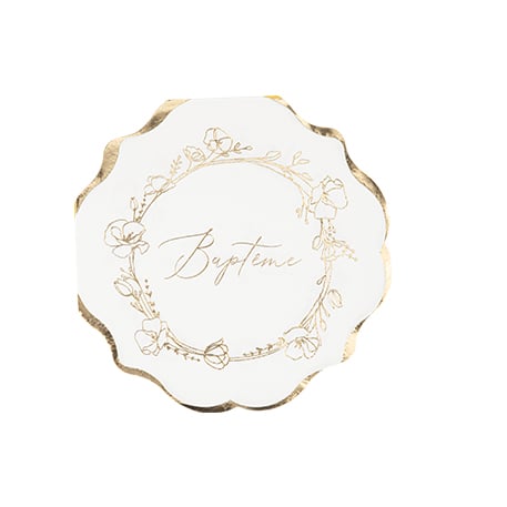 Serviettes Baptême - Feuilles dorées