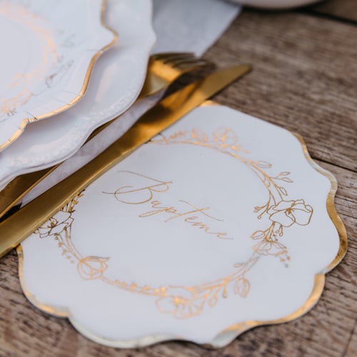 Serviettes Baptême - Feuilles dorées