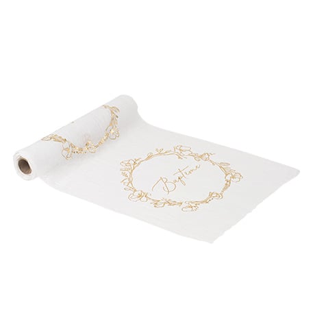 Chemin de table - Baptême Mousseline Blanche