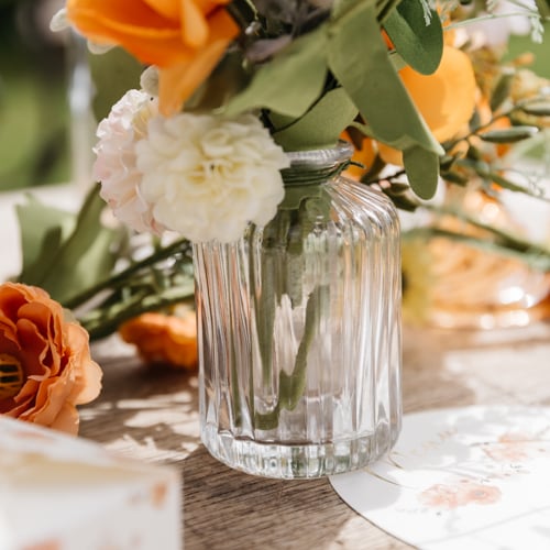 Vase Mathilde Verre Transparent Rainuré