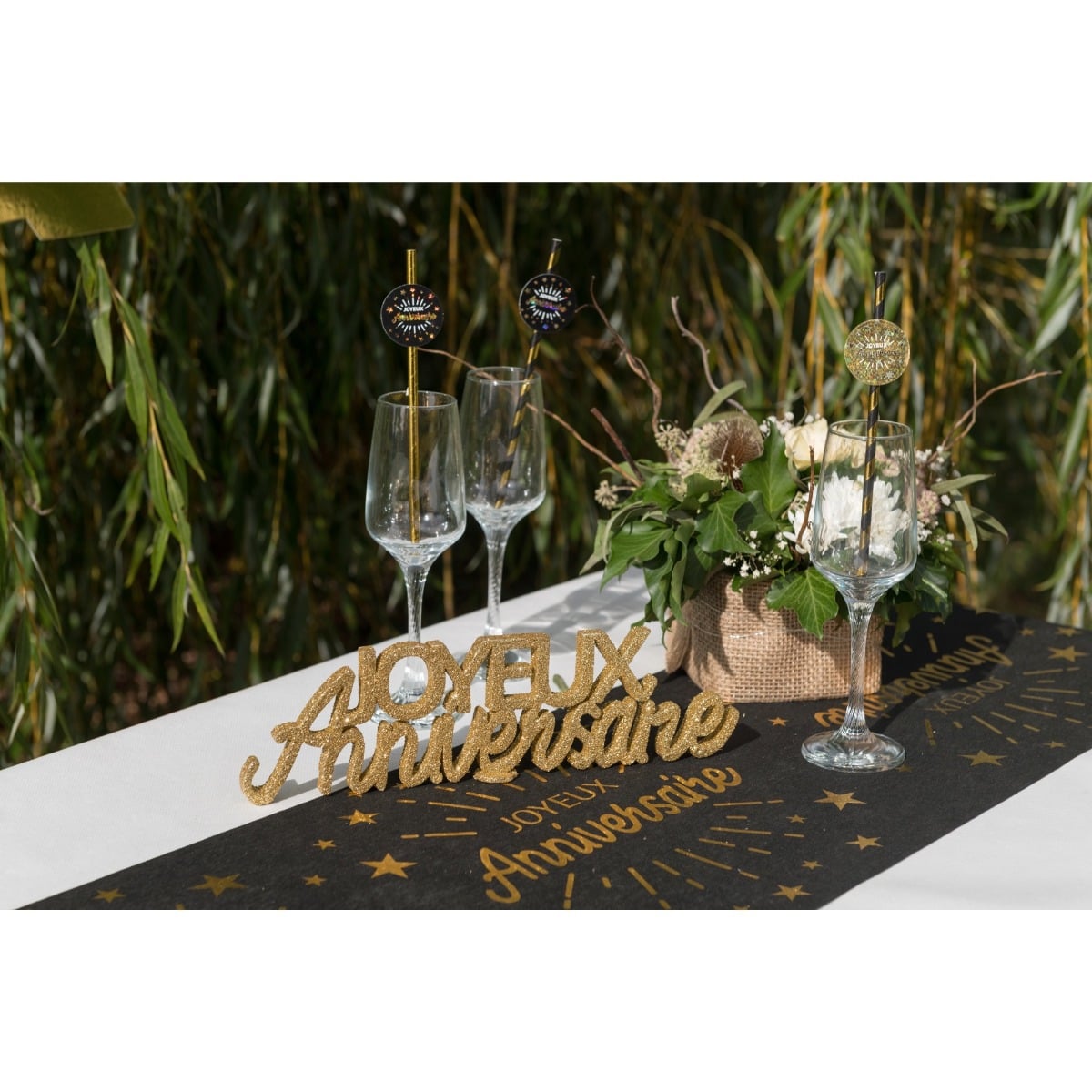Centre de table - Joyeux Anniversaire Or