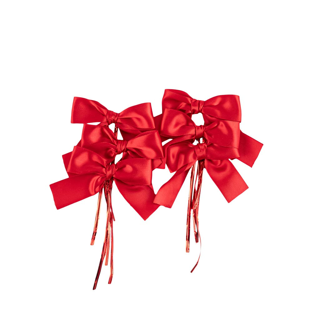 Nœuds en Tissu Rouge 7x7cm (6pcs)