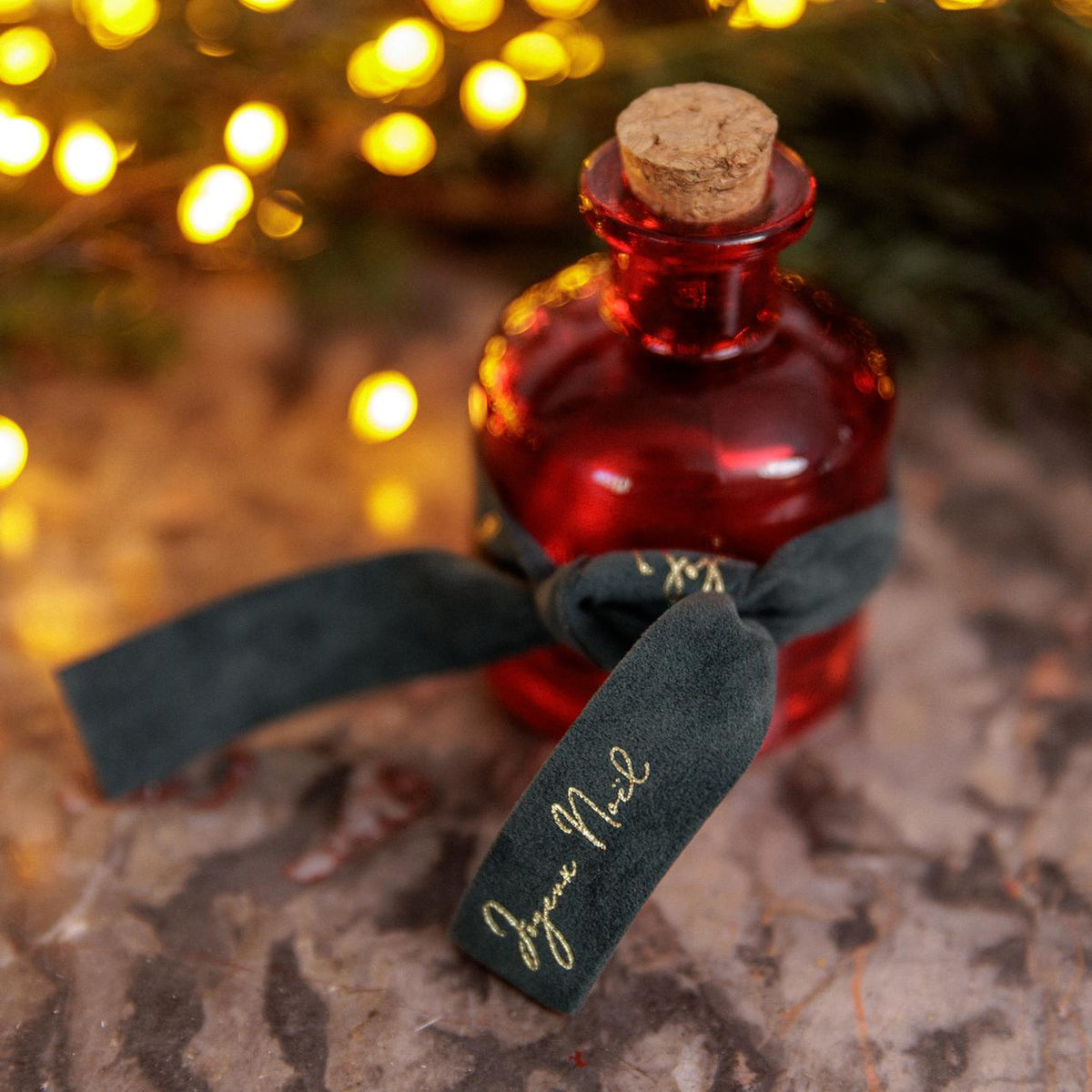 Ruban "Joyeux Noël" Velours Vert et Or (1,8cm x 3m)