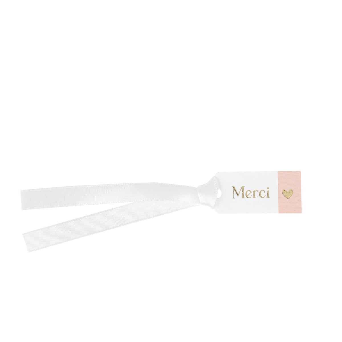 Étiquettes Merci Blanc et Or avec ruban satin (10pcs)