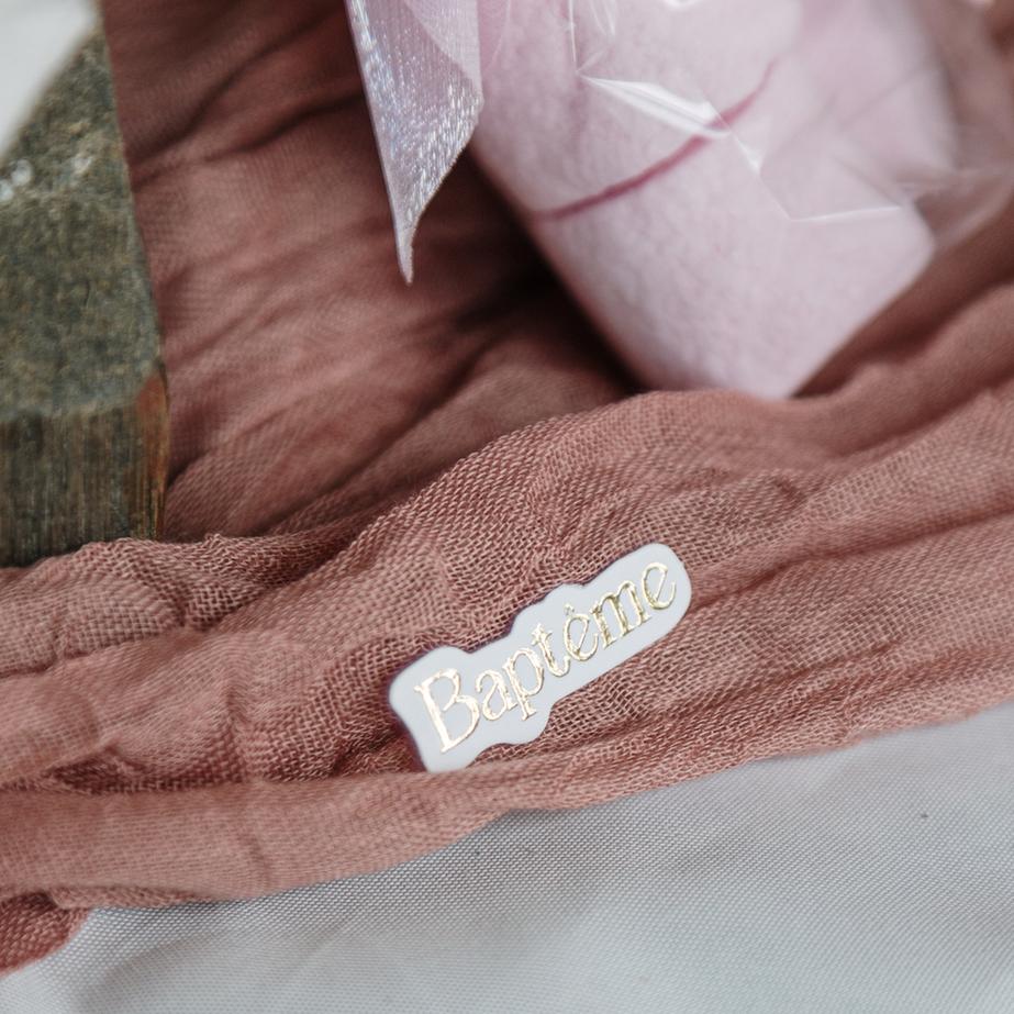 Confettis Baptême Rose Blanc et Or