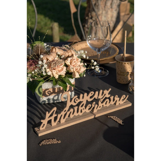 Centre de table Joyeux Anniversaire - Naturel