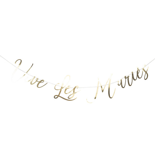 Guirlande Vive les mariés papier or (1,8 m)