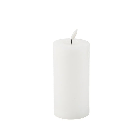 Bougie LED Cylindrique en Cire Blanc Finition Glossy 15x7cm