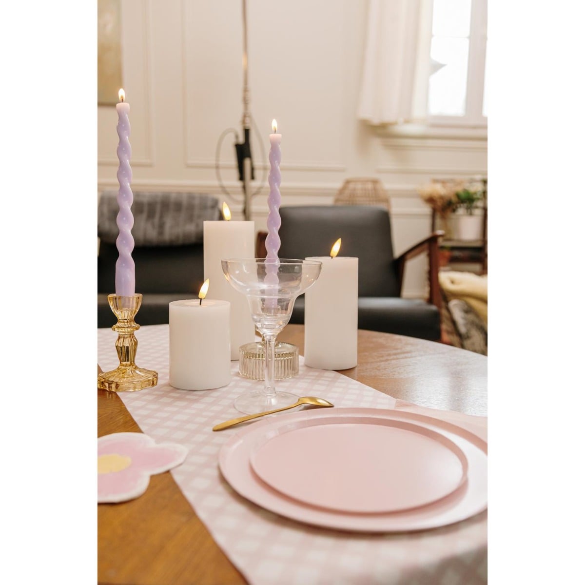 Bougie LED Cylindrique en Cire Blanc Finition Glossy 15x7cm
