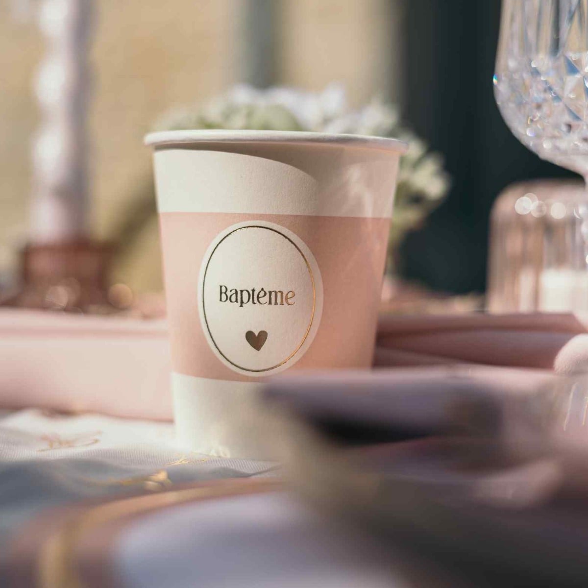 Gobelets - Baptême Rose (8pcs)