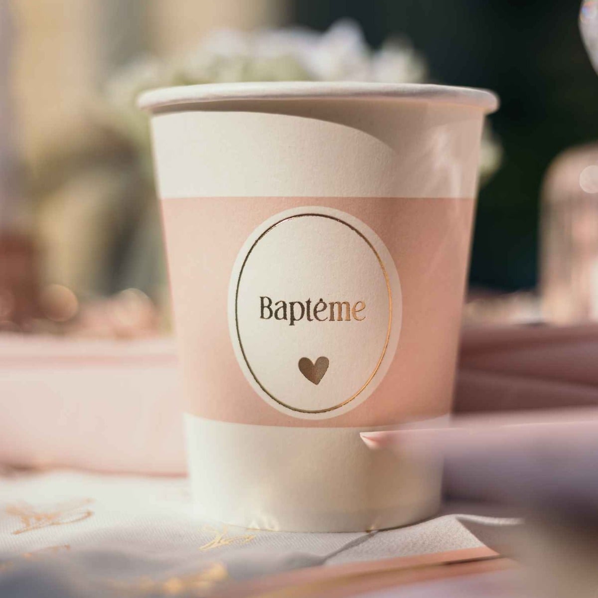 Gobelets - Baptême Rose (8pcs)