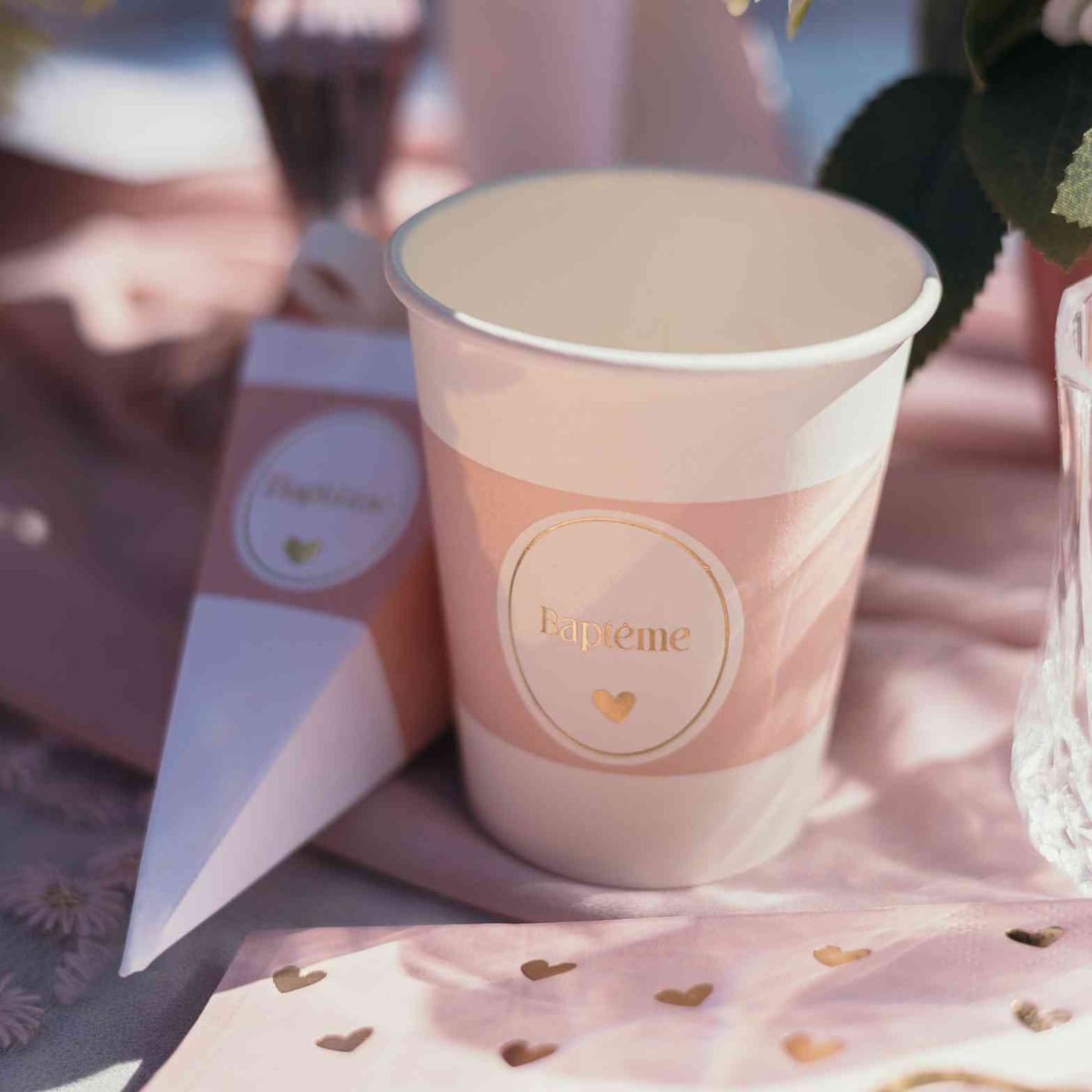 Gobelets - Baptême Rose (8pcs)