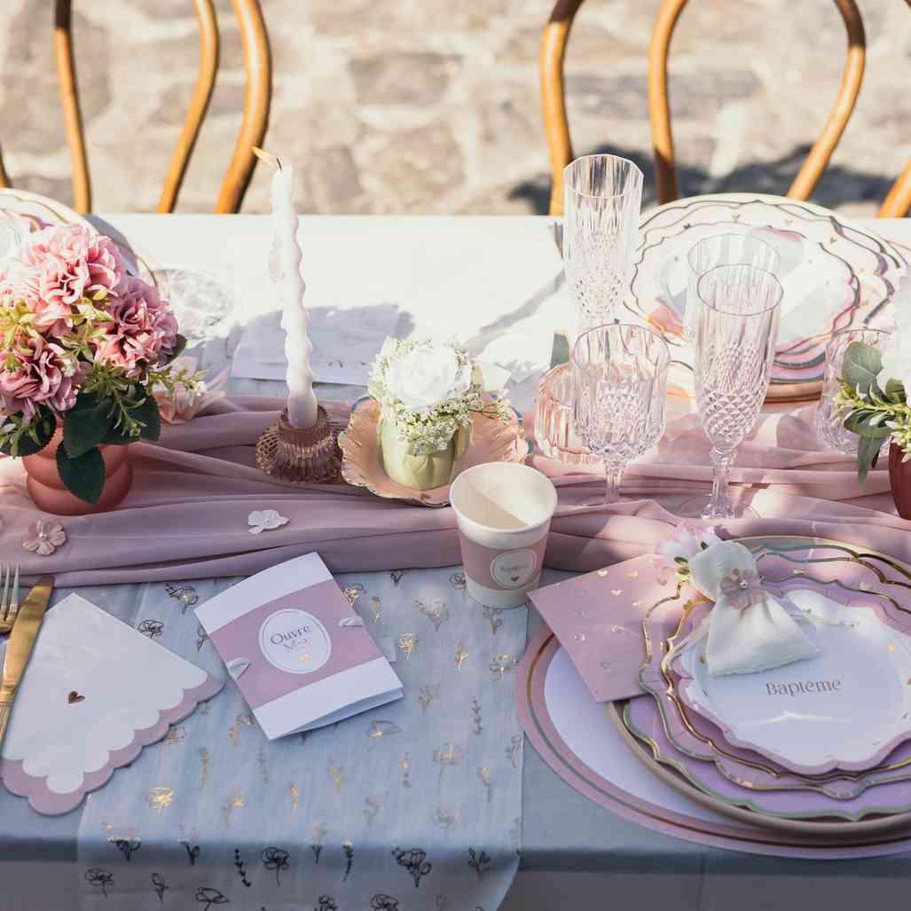 Serviettes cocktail - Coeurs Rose Or