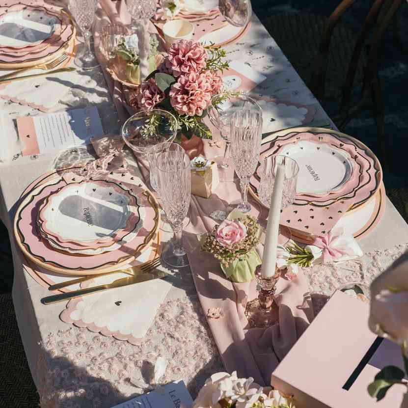 Serviettes cocktail - Coeurs Rose Or