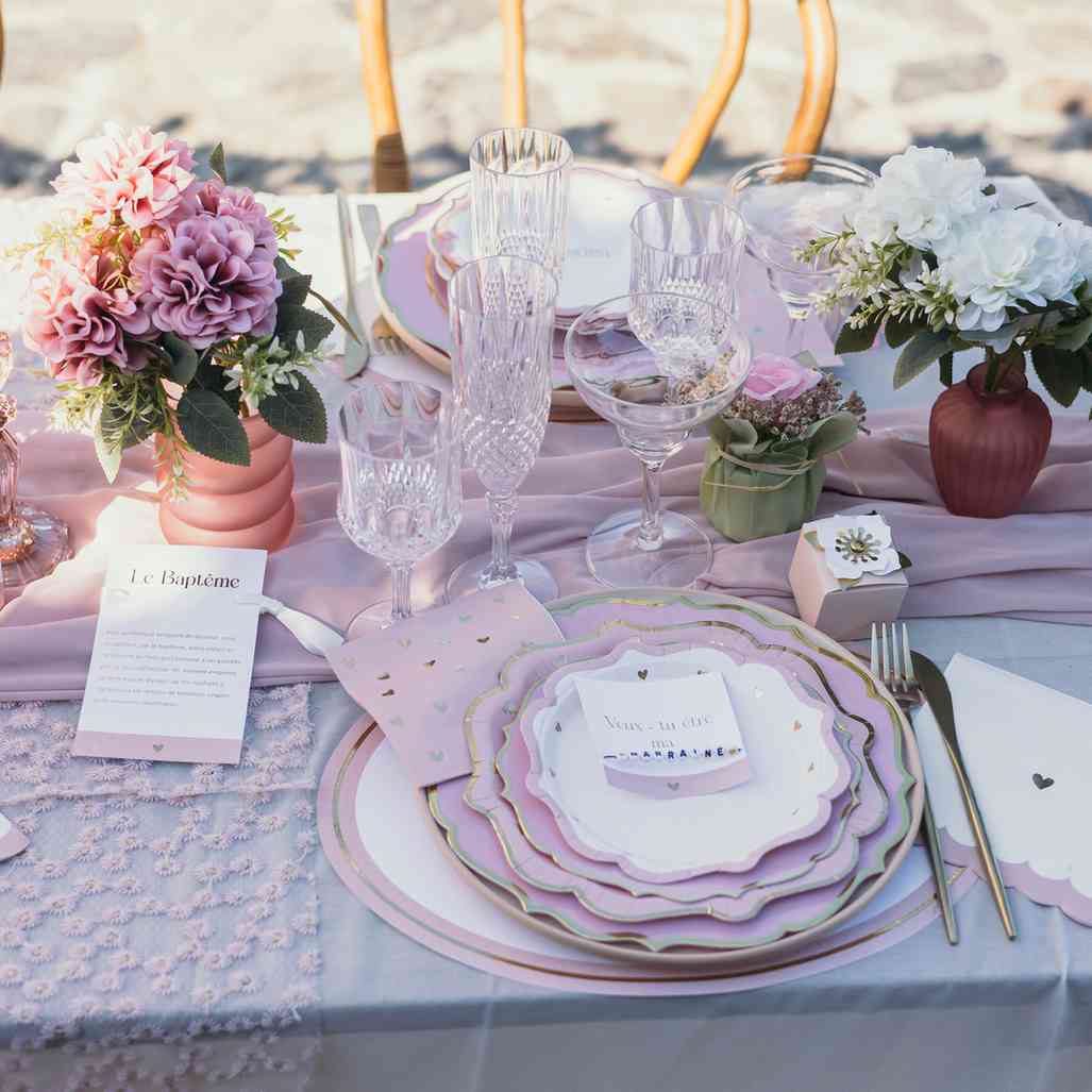 Serviettes cocktail - Coeurs Rose Or