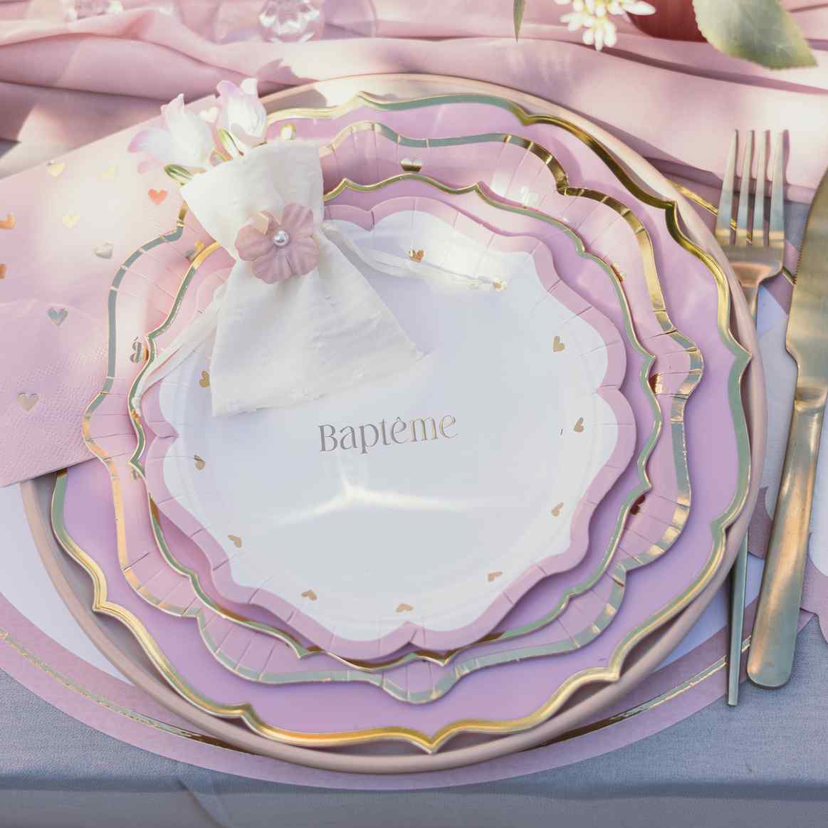 Serviettes cocktail - Coeurs Rose Or