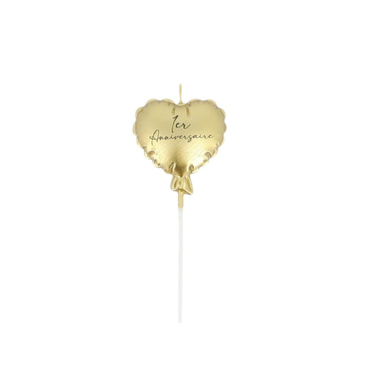 Bougie coeur - 1er Anniversaire - effet ballon