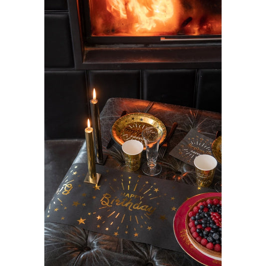 Chemin de table - Happy Birthday - Noir (5m)
