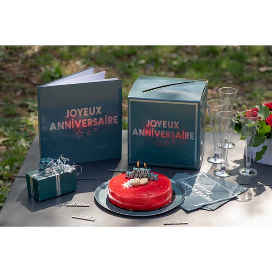 Livre d'or Joyeux Anniversaire Star- Bleu Canard