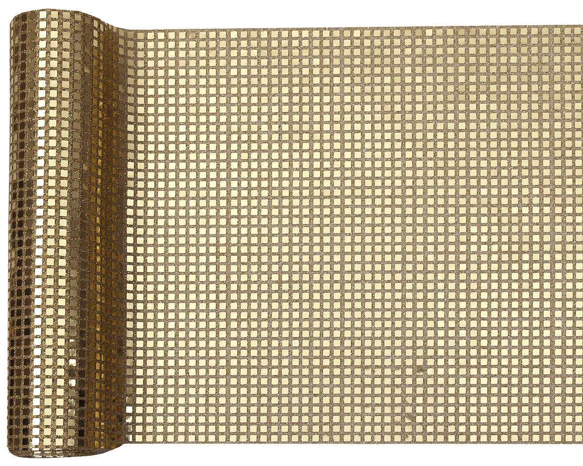 Tischläufer Disco-Kugel Gold (2,5 m)