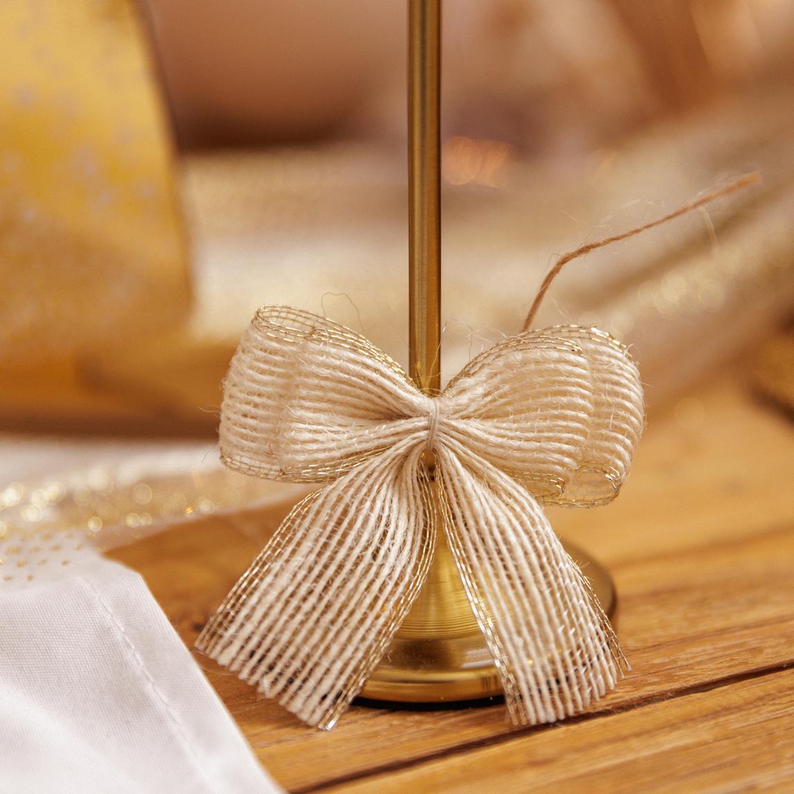 Nœuds en jute et or (2pcs)