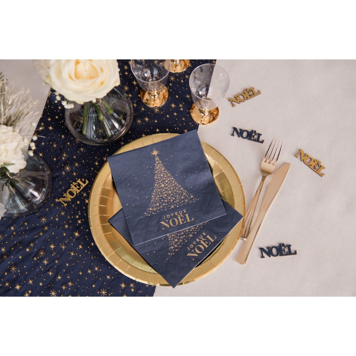 Serviettes - Noel Scintillant Bleu marine