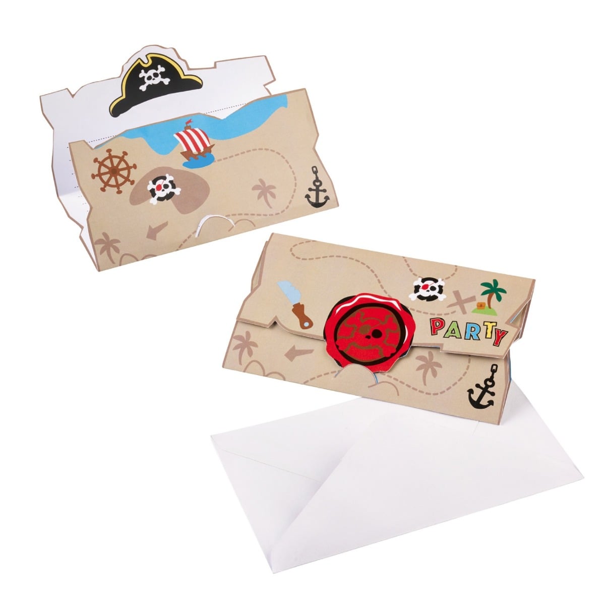 Invitations & Enveloppes -  Pirates (8pcs)