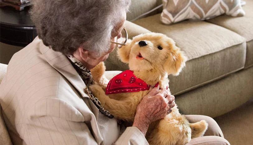 Peluche Chien Interactive pour personnes âgées - Brun et blanc