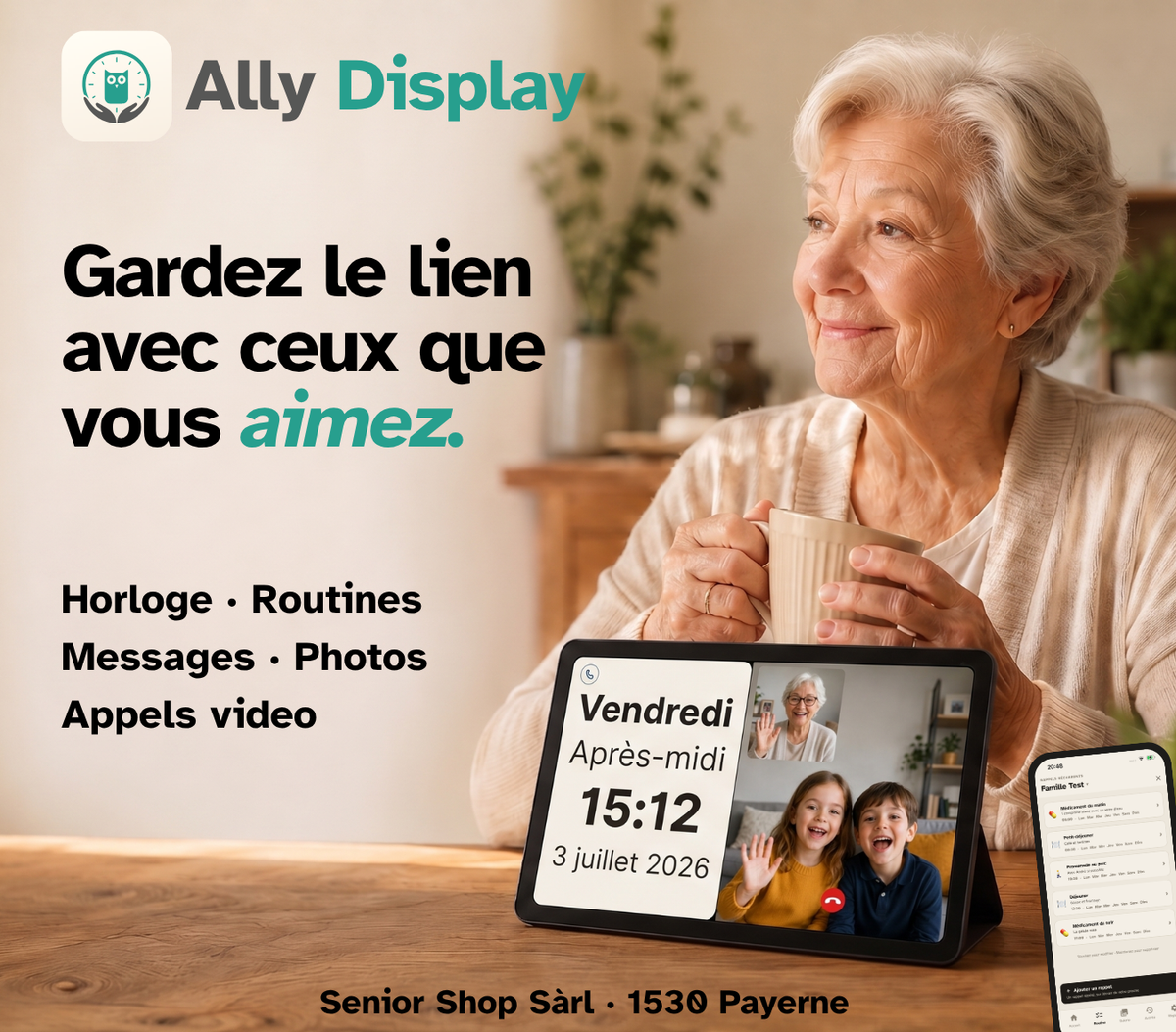 Ally Display 10" — Vernetzte Uhren-Tablette für Ihre älteren Angehörigen