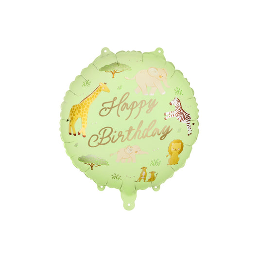 Ballon en Alu - Happy Birthday Safari