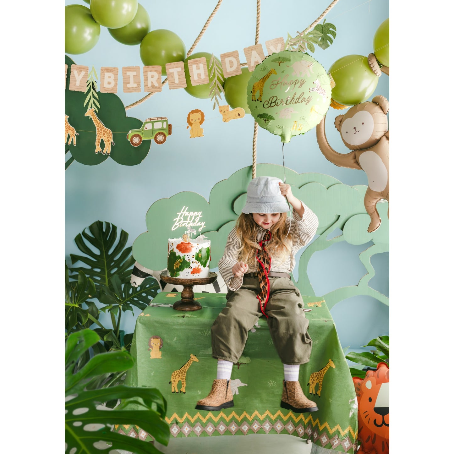 Ballon en Alu - Happy Birthday Safari