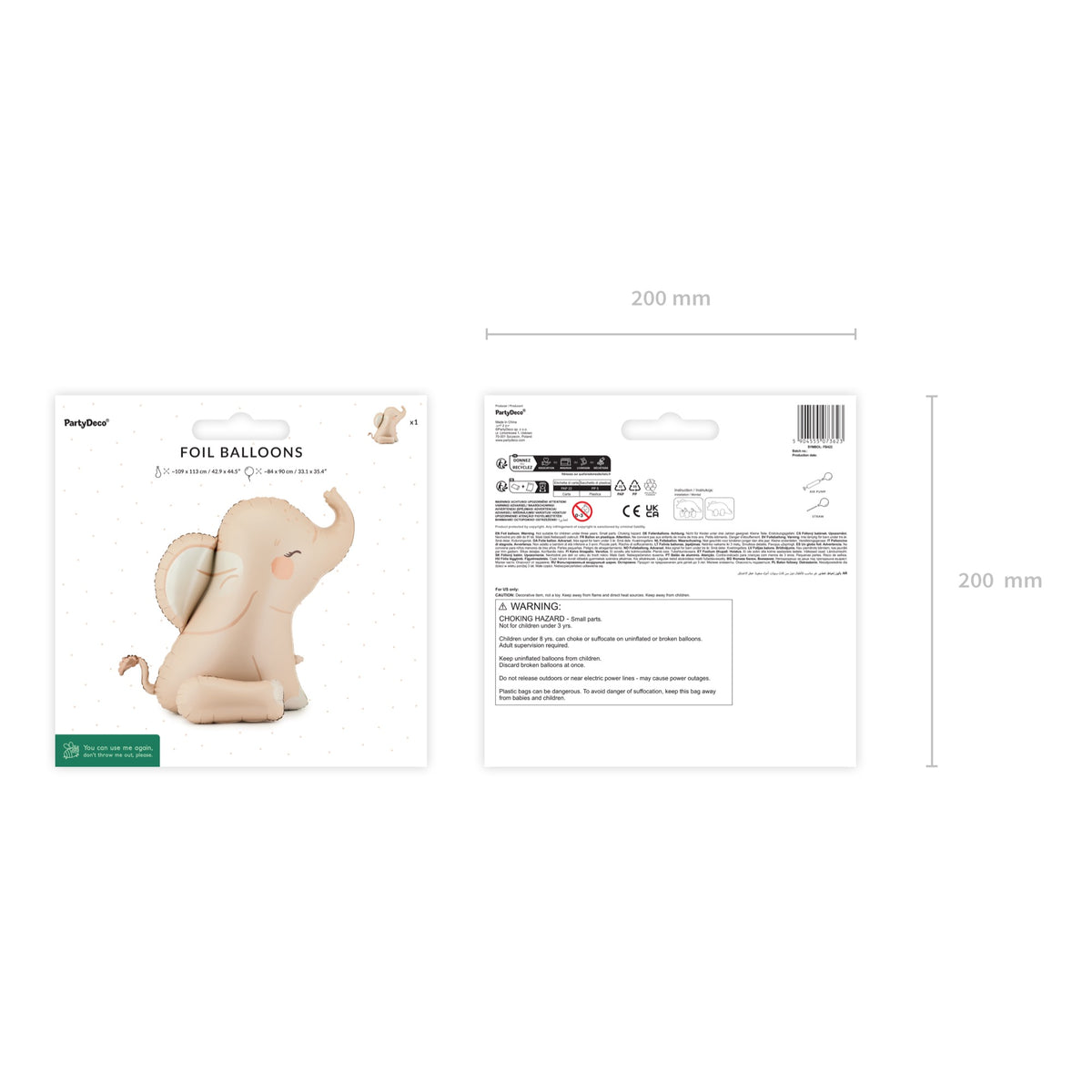 Ballon en Alu - Elephant assis beige