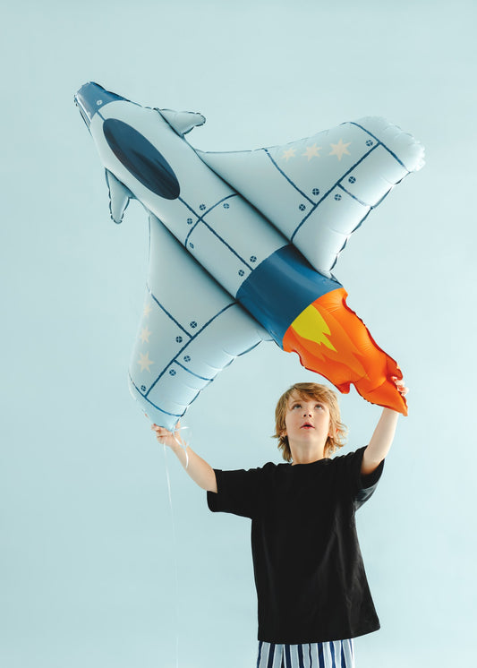 Ballon alu - Avion de chasse bleu (114.5cm)