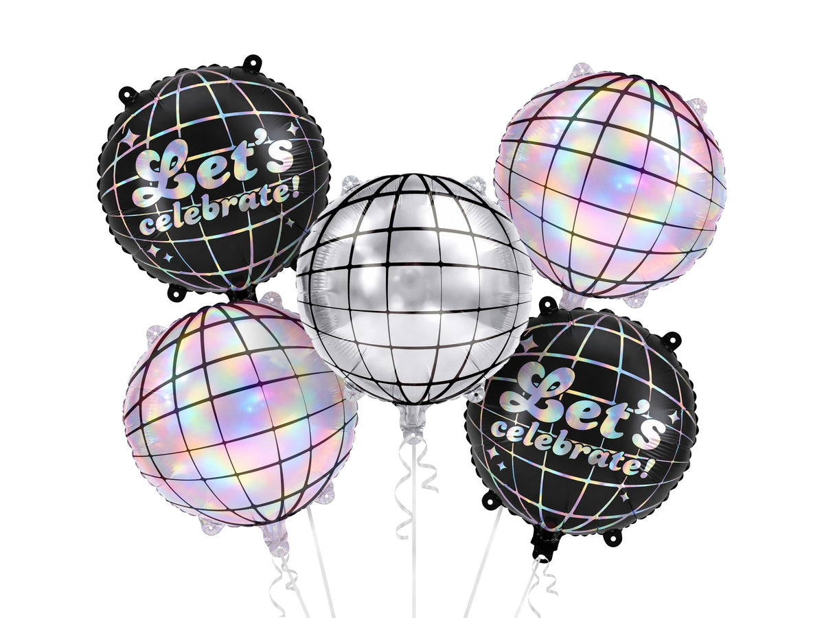 Set de ballons alu - Boules disco (5pcs)