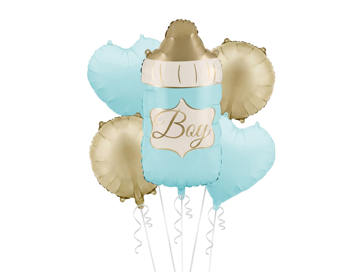 Set de ballons alu - Biberon Boy bleu (5pcs)