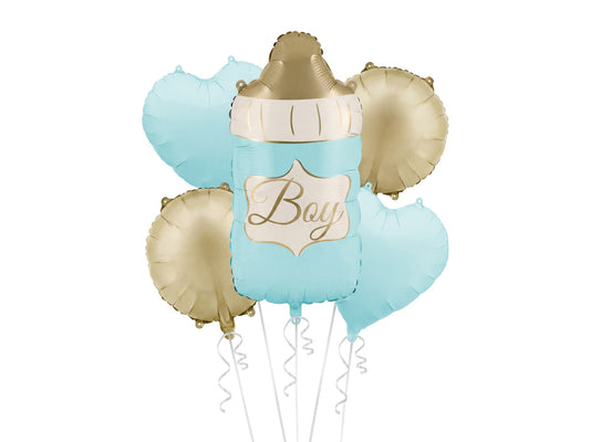Set de ballons alu - Biberon Boy bleu (5pcs)