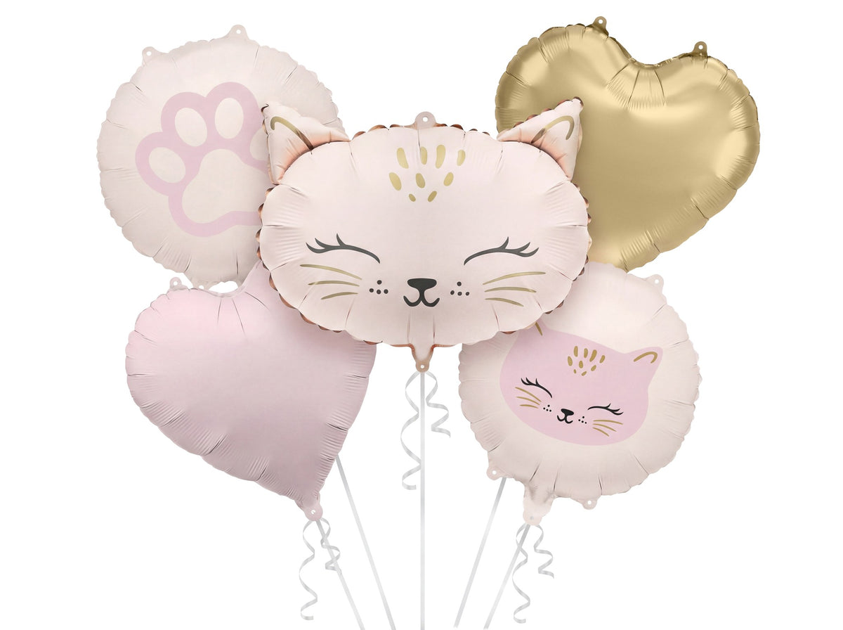 Set de ballons alu - Chat (5pcs)
