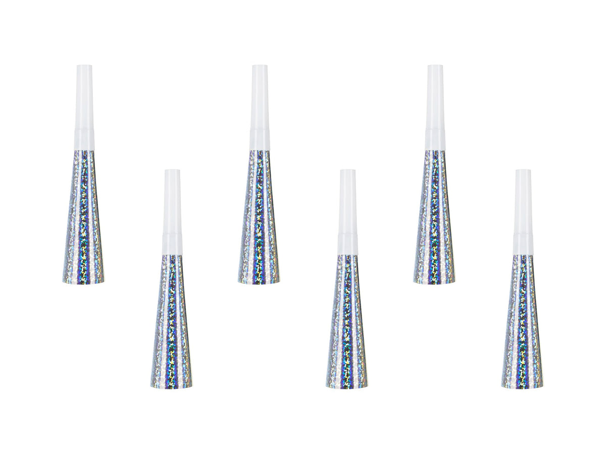 Sifflets Trompettes - Argent holographique (6pcs)