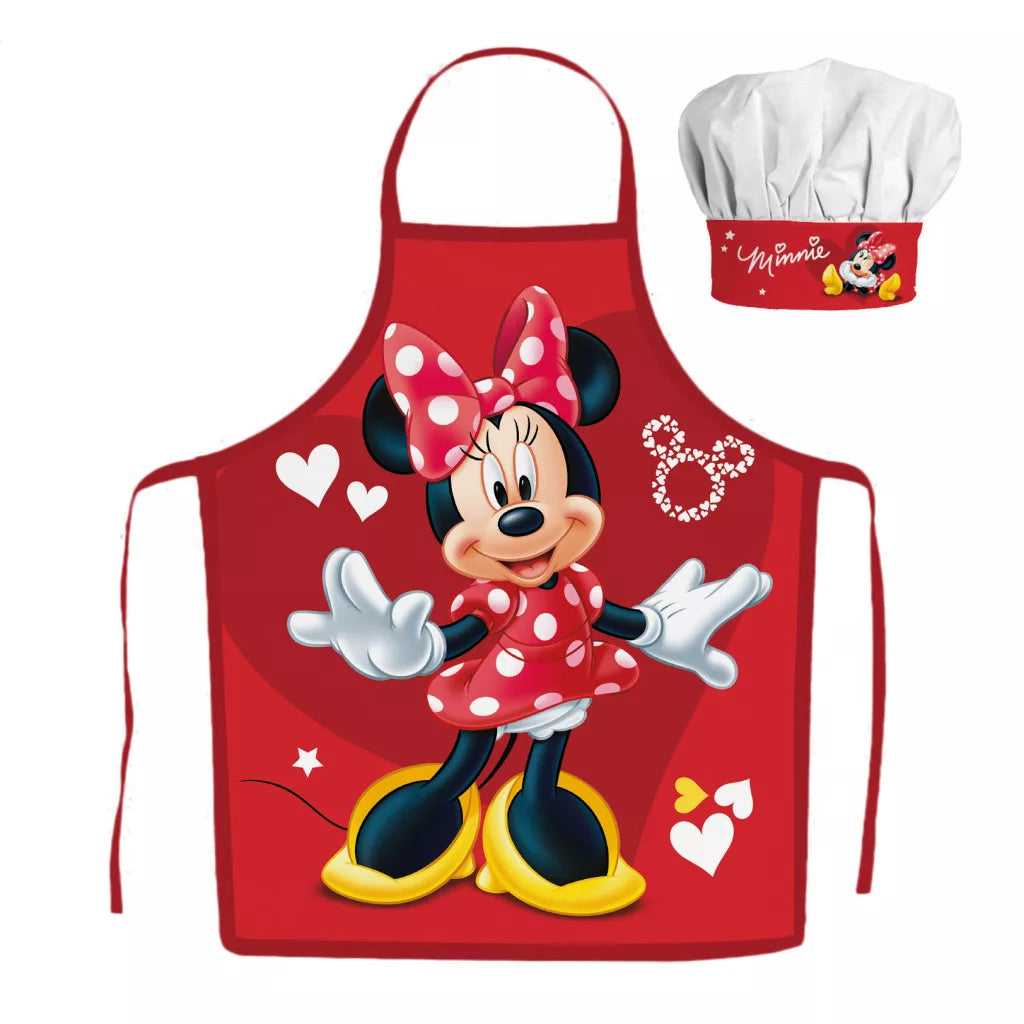 Set tablier enfant Minnie cœurs rouges (2 pièces)