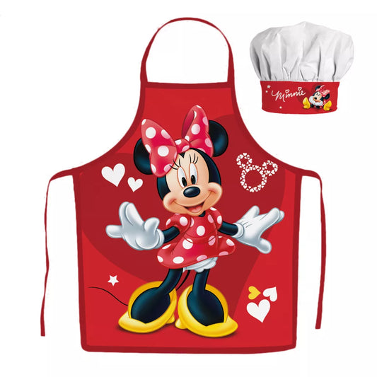 Set tablier enfant Minnie cœurs rouges (2 pièces)